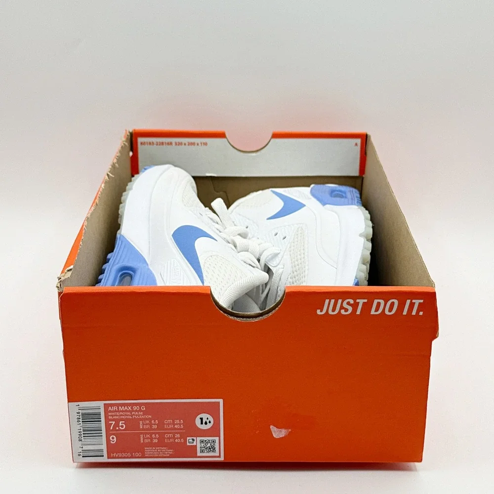 Nike Air Max 90 G Golf Shoes / Size 9 Womens / White Royal Pulse HV9305-100, New